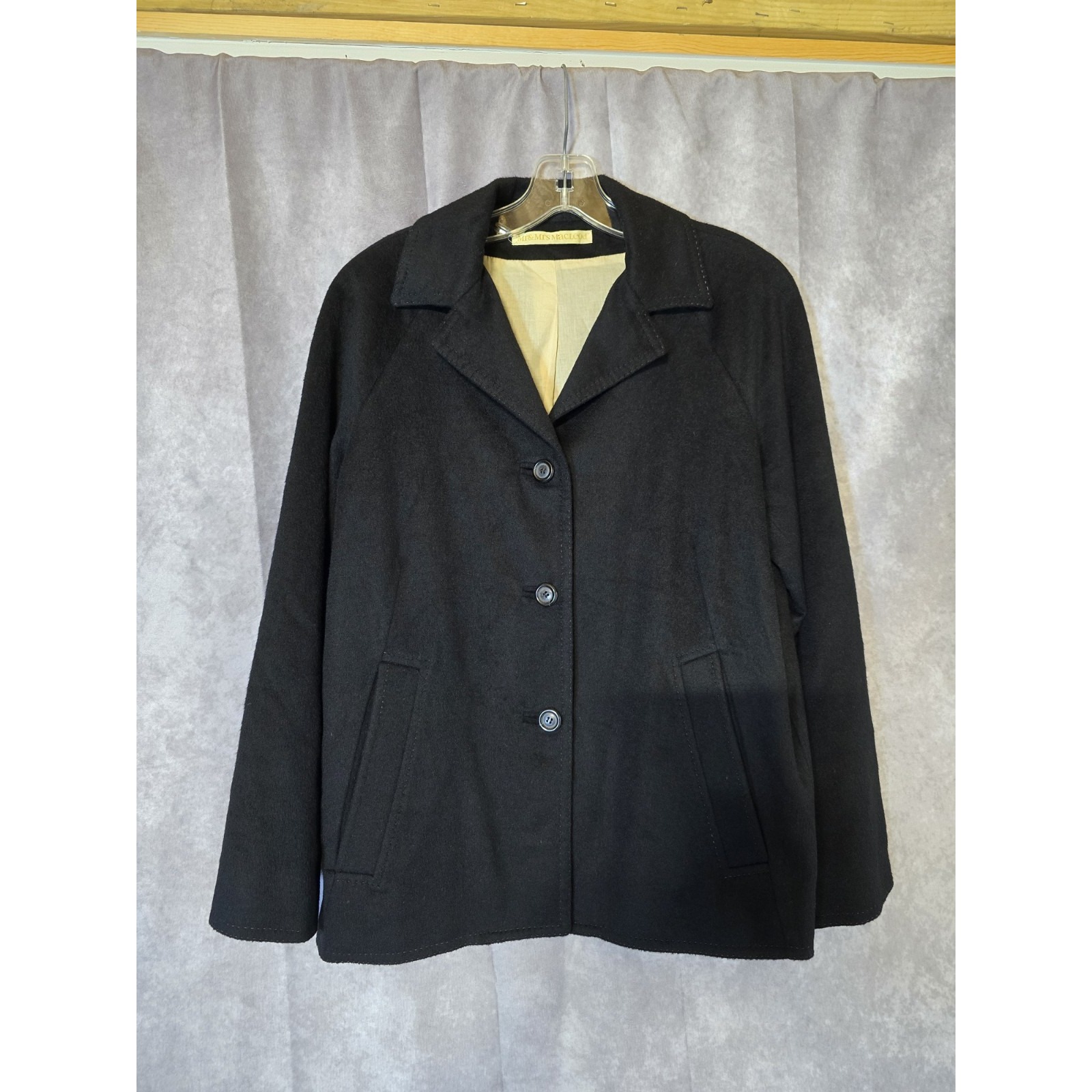 Mr And Mrs Macleod Jacket Womens Size 38 Black Wool Cashmere Angora Blend